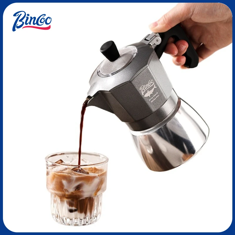 Coffee Equipment For Camping - หม้อกาแฟโมก้าพอต Bincoo 2 ถ้วย แบบวาล์วคู่ ทำจากอลูมิเนียมอัลลอยด์
