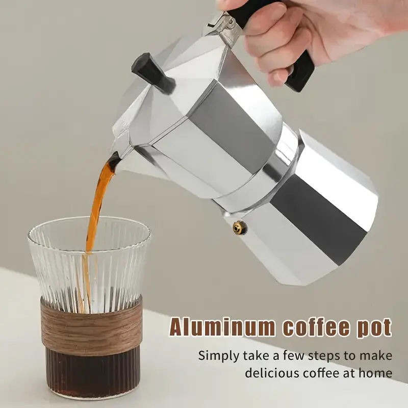 Coffee Equipment For Camping - หม้อต้มกาแฟโมก้าอะลูมิเนียมแบบคลาสสิก ขนาด 50-300 มล. สำหรับใช้ในบ้าน เตาแก๊ส