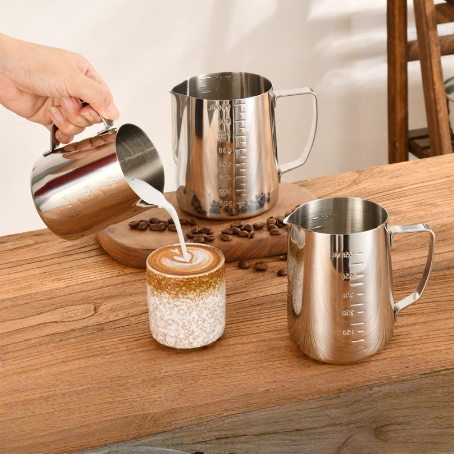 Milk Steaming Pitcher - เหยือกตีฟองนม เหยือกสแตนเลสสำหรับทำฟองนม เหยือกตีฟองนมสำหรับเครื่องชงเอสเพรสโซ